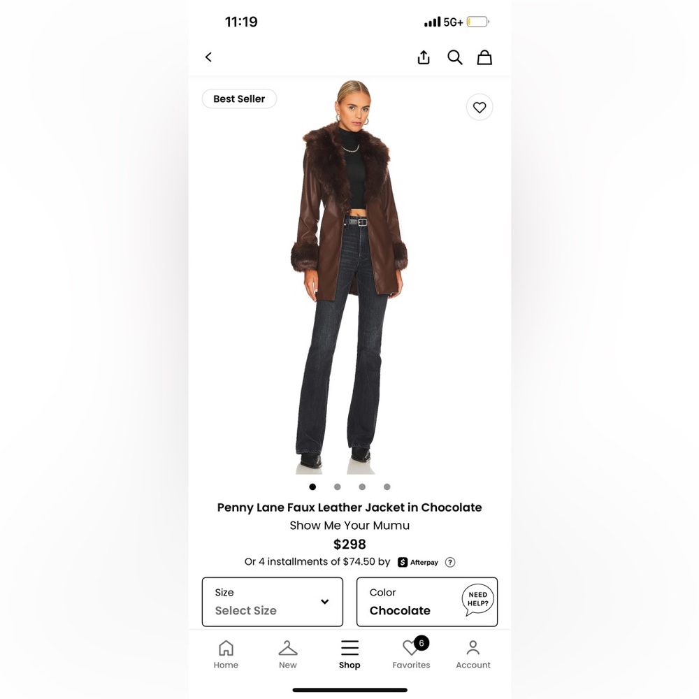 Show Me Your MuMu Chocolate Faux Leather Jacket with Fur